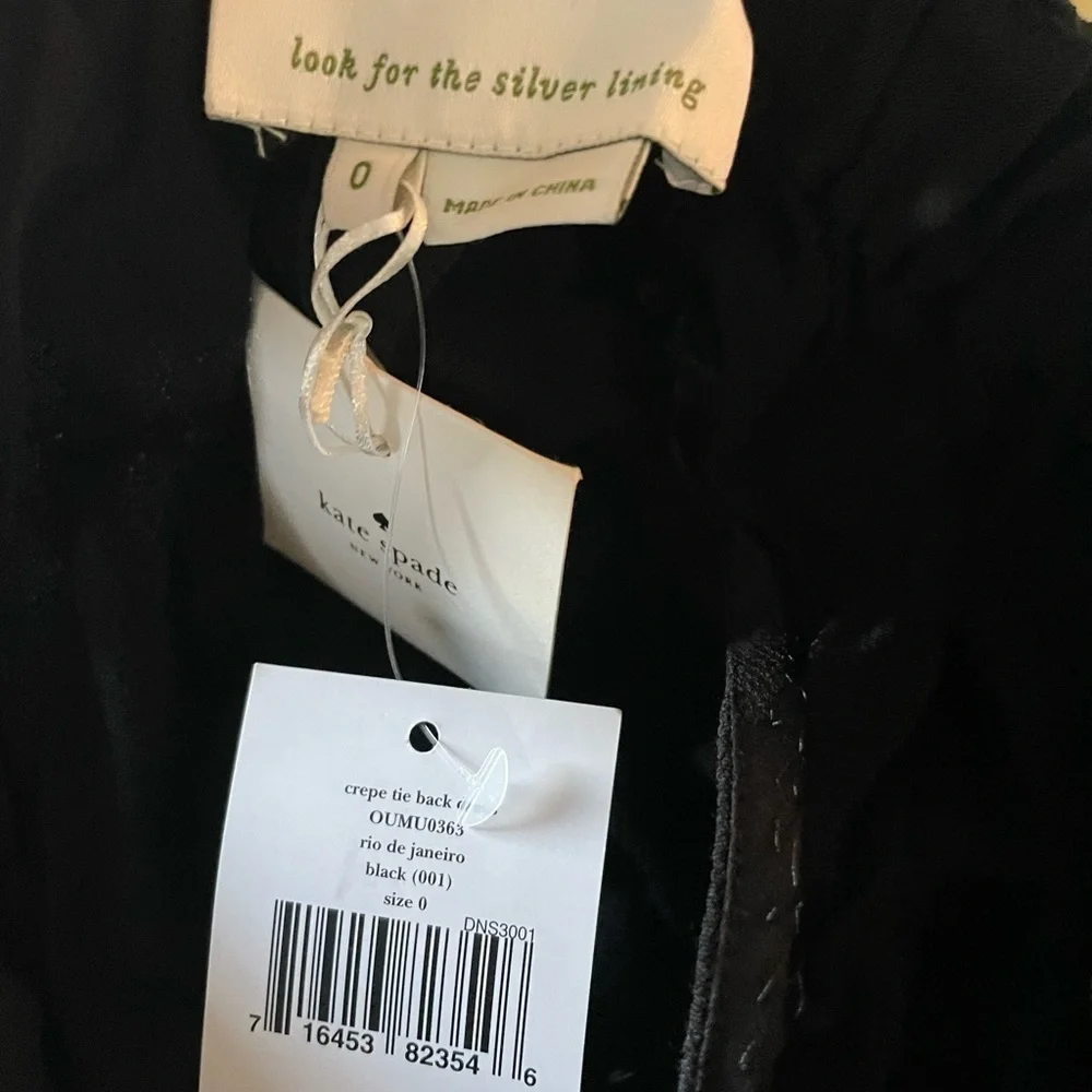 New - Kate Spade crepe tie back dress in black with side pockets - Picture 3 of 5